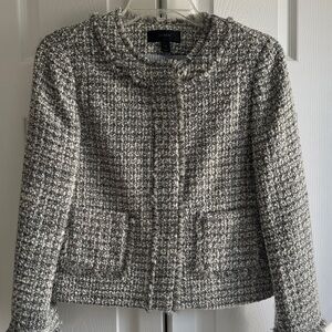 J. Crew Women's Gray Bouclé Tweed Jacket metallic thread